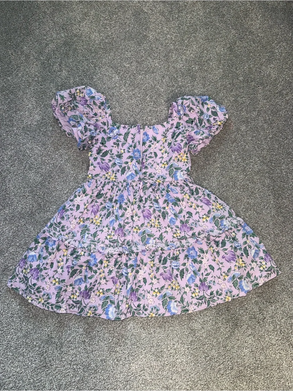 Janie and Jack Lilac Floral Puff-Sleeve Dress